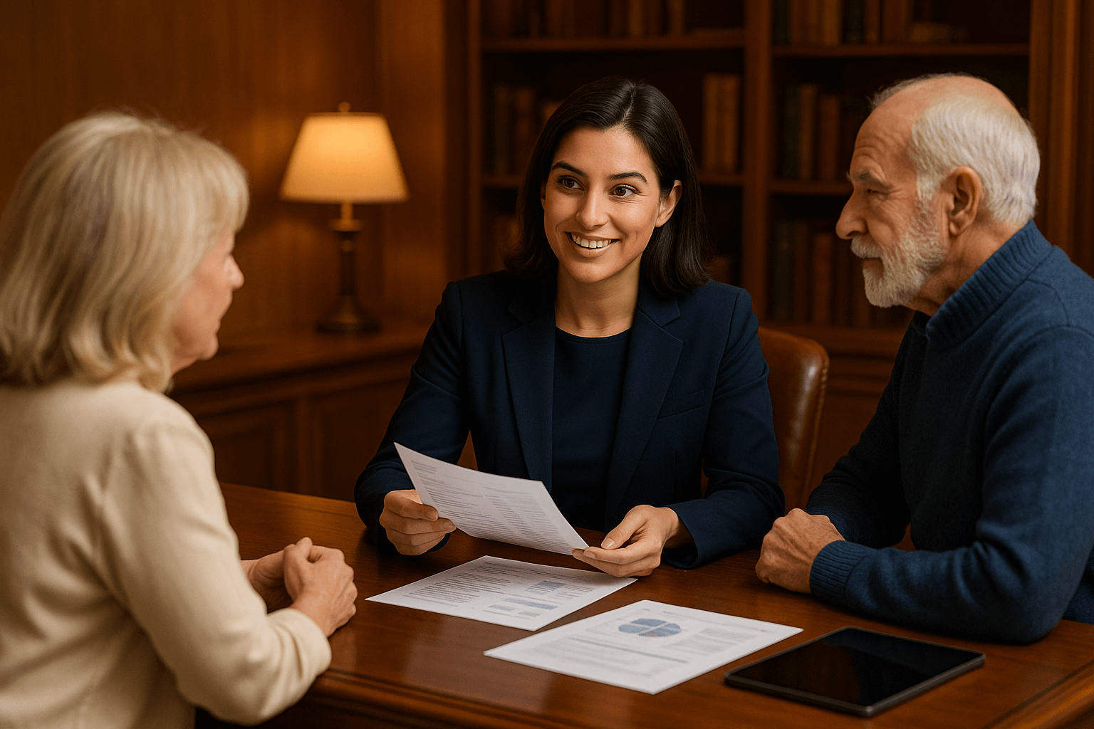 Professional financial document management services Victoria BC - Executive Home Care advisor meeting with senior couple