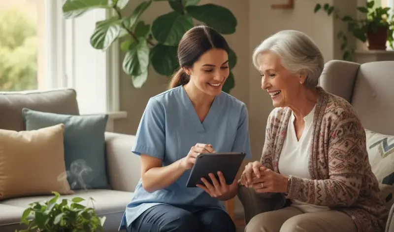 Health and wellness coordination services for seniors in Esquimalt BC - healthcare professional providing personalized health planning in comfortable home setting