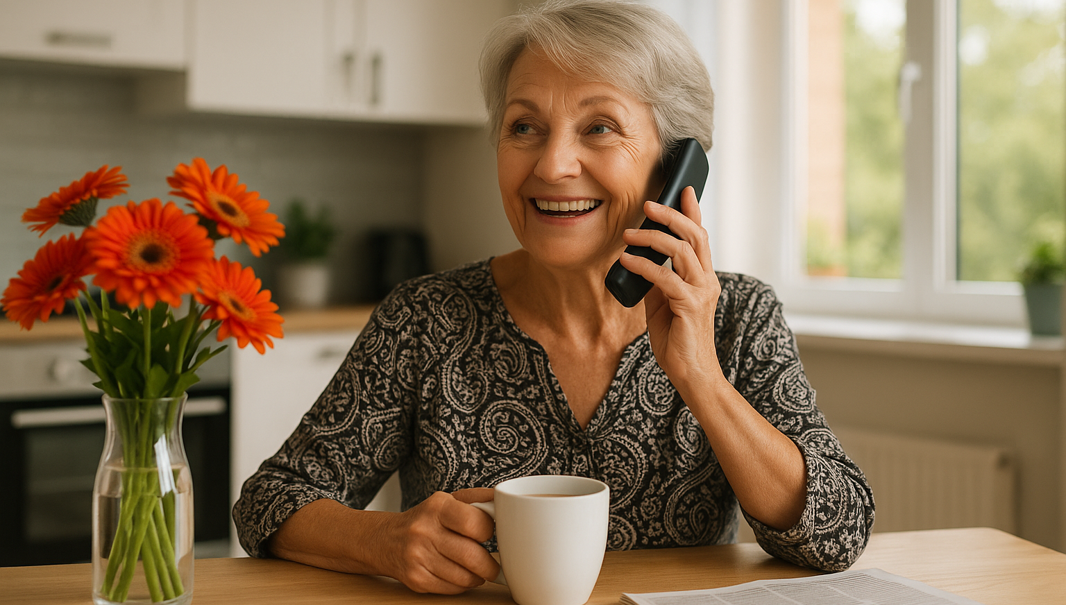 Senior couple receiving wellness monitoring call providing family peace of mind in Victoria
