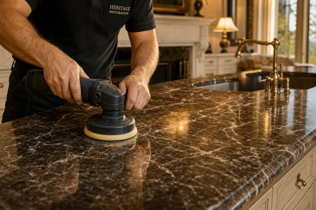 Professional marble countertop polishing and stone restoration service in Victoria BC
