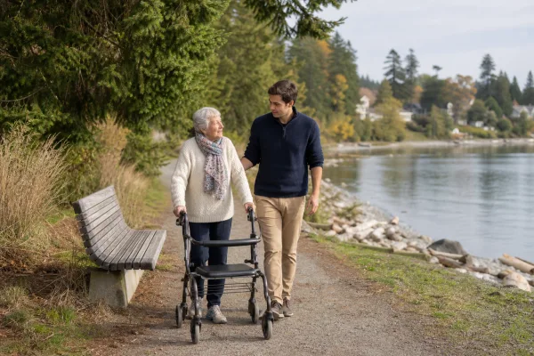 Lochside Regional Trail companion care outing in Cordova Bay