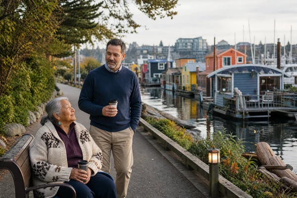 Fisherman's Wharf companion care outing in James Bay