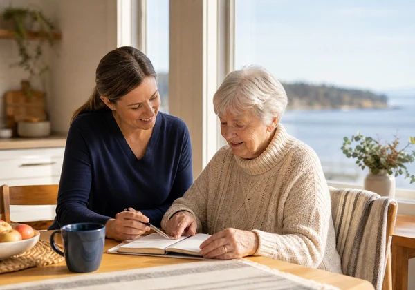 Saturna Island senior home care regular wellness check-ins
